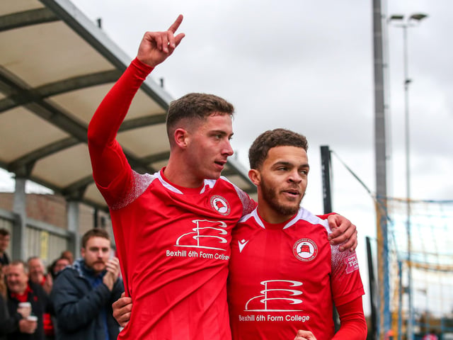Action from Eastbourne Borough's 5-1 win at Slough Town in the National League South