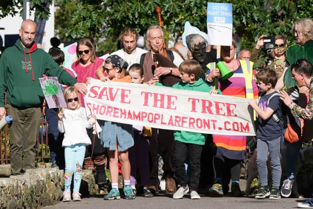 Hundreds of people turned out to show their support for the poplar in Brighton Road, Shoreham. Picture: Eddie Mitchell.