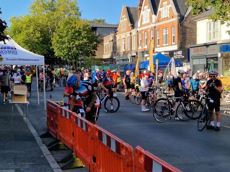 Cyclists in The Broadway before the event started. Photo: Lawrence Smith