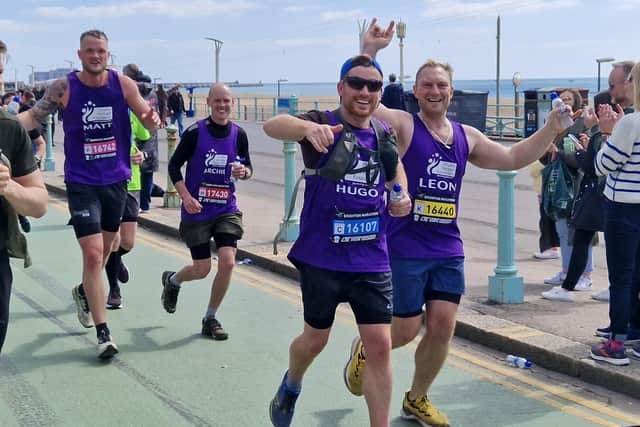 Matt Vince, 31, and three friends finished the Marathon in four hours 21 minutes, ensuring that he was able to raise a massive sum for Chailey Heritage Foundation.