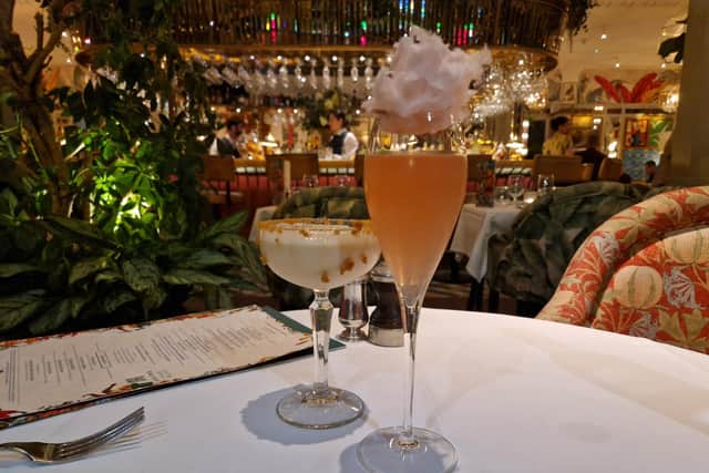A pair of Christmas cocktails at The Ivy in the Lanes - The Gift That Keeps On Giving and Popping Cracker Royale