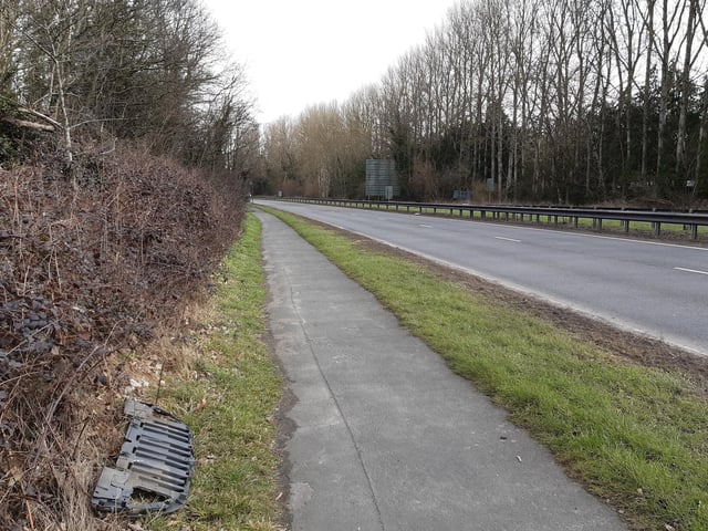 You will walk alongside the A24 for a very short distance, about 50 yards