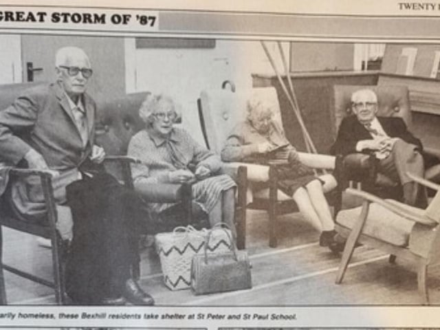 Elderly Bexhill people made temporarily homeless by the storm shelter at a local school