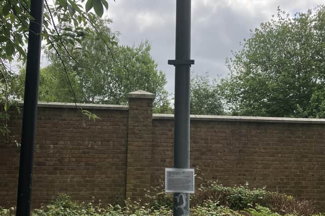 The disused pole near Sainsbury's store in Horsham town centre that has been declared an 'artwork'