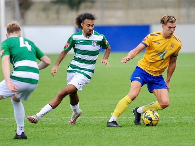 Action from Lancing's win over Corinthian in the Isthmian south east division