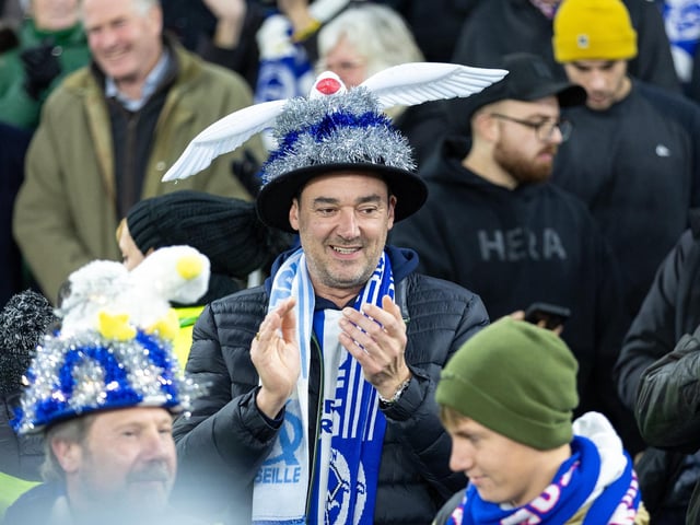 Action and crowd shots from Brighton and Hove Albion's Europa League clash with Marseille at the American Express Stadium.