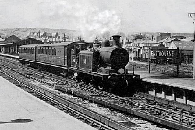 Steam train at Eastbourne railway station