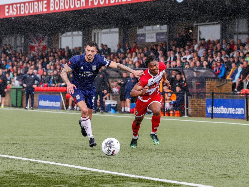 Images from Eastbourne Borough's 2023-24 season opener, a 1-0 National South home win over Hampton and Richmond