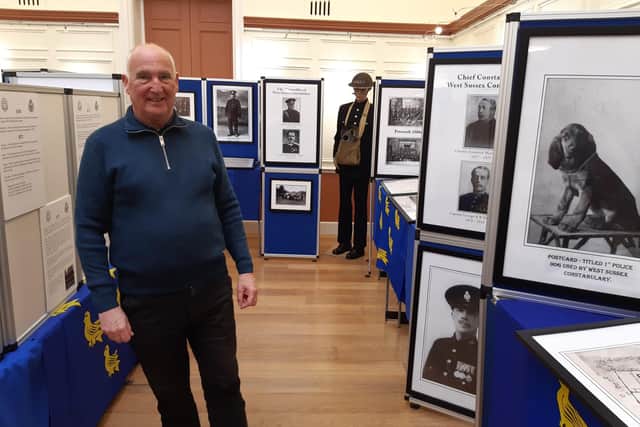 Former Worthing policeman Alan Moore at his 2023 exhibition, A History of West Sussex Constabulary 1857 to 1967