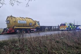 A road in East Sussex is closed following reports of a tanker hitting a tree. Photo: Sussex News and Pictures