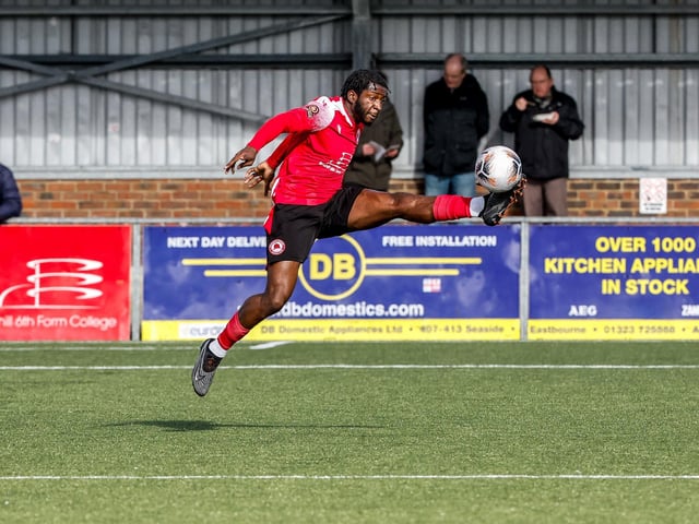 Action from Eastbourne Borough's 2-0 Ntional League South win against Slough Town at Priory Lane
