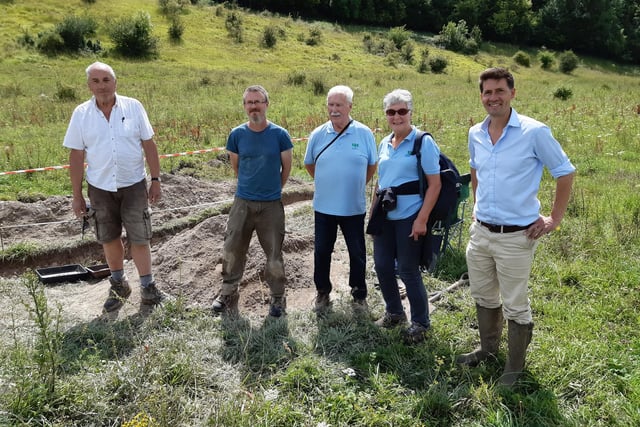 Excavations at Steyning Rifle Range took place from July 24 to 28, 2023, with a team of Steyning Downland Scheme volunteers led by Justin Russell, a professional archaeologist