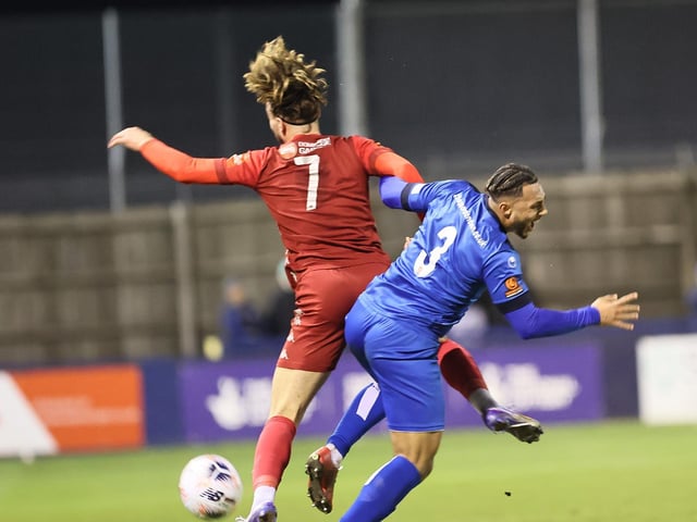 Action from Worthing FC's 1-1 draw at Chippenham in the National League South