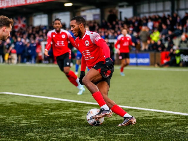 Action from Eastbourne Borough's 2-0 home loss to Worthing in National South