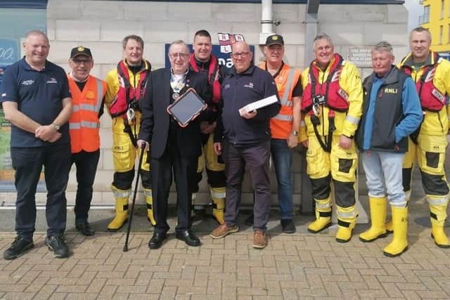Eastbourne’s RNLI were visited by the Chairman as well as members of the Sovereign Harbour Rotary Club who presented volunteers gifts to help the station.