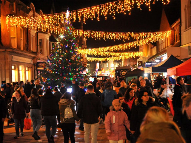 Christmas lights switch on in Littlehampton High Street.