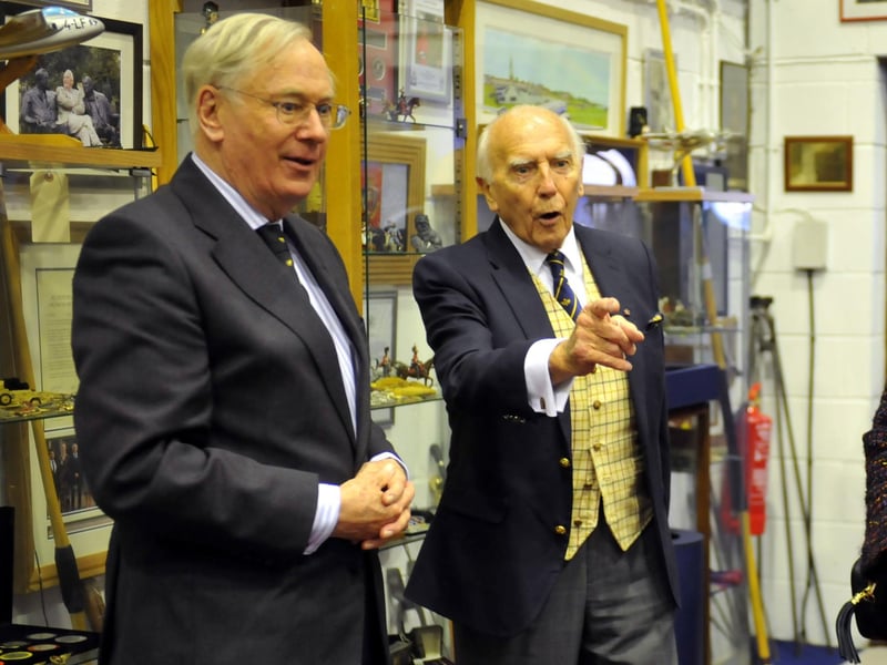 HRH The Duke of Gloucester visited Pooley Sword at Brighton City Airport and was greeted by Robert Pooley MBE. SR23120601 Photo SR Staff/Nationalworld