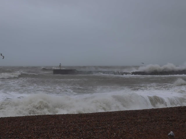 Rough sea at Hastings on New Year's Day