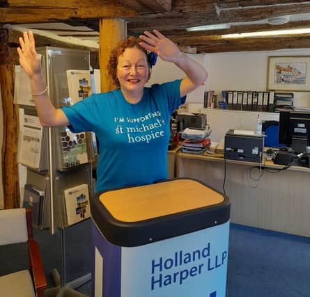 Sarah King in St. Michael's Hospice t-shirt