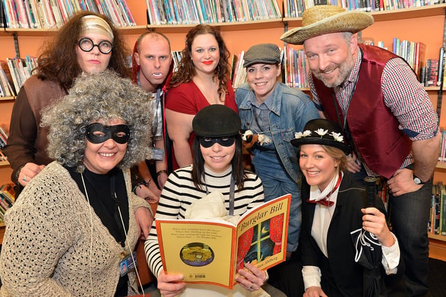 Teaching staff at Springwell Community College School dressed as a book character for World Book Day in March 2017 for the pupils to guess