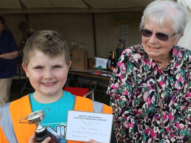 Thomas Duckworth, eight, won the Frost Senior Cup for his miniature garden, as well as the Margaret Trophy for best exhibit in the children’s section