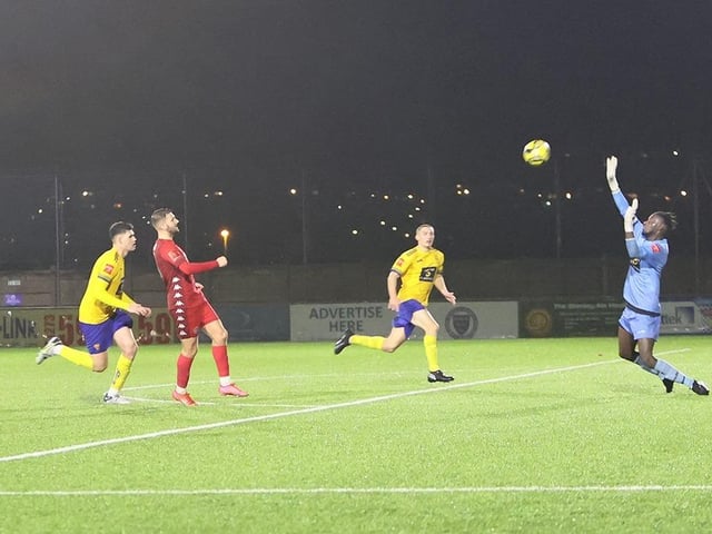 Action from Worthing FC's 4-0 win at Lancing FC in the third round of the Sussex Senior Cup