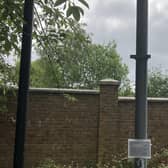 The grey metal pole 'artwork' in Horsham town centre near Sainsbury's