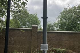 The grey metal pole 'artwork' in Horsham town centre near Sainsbury's