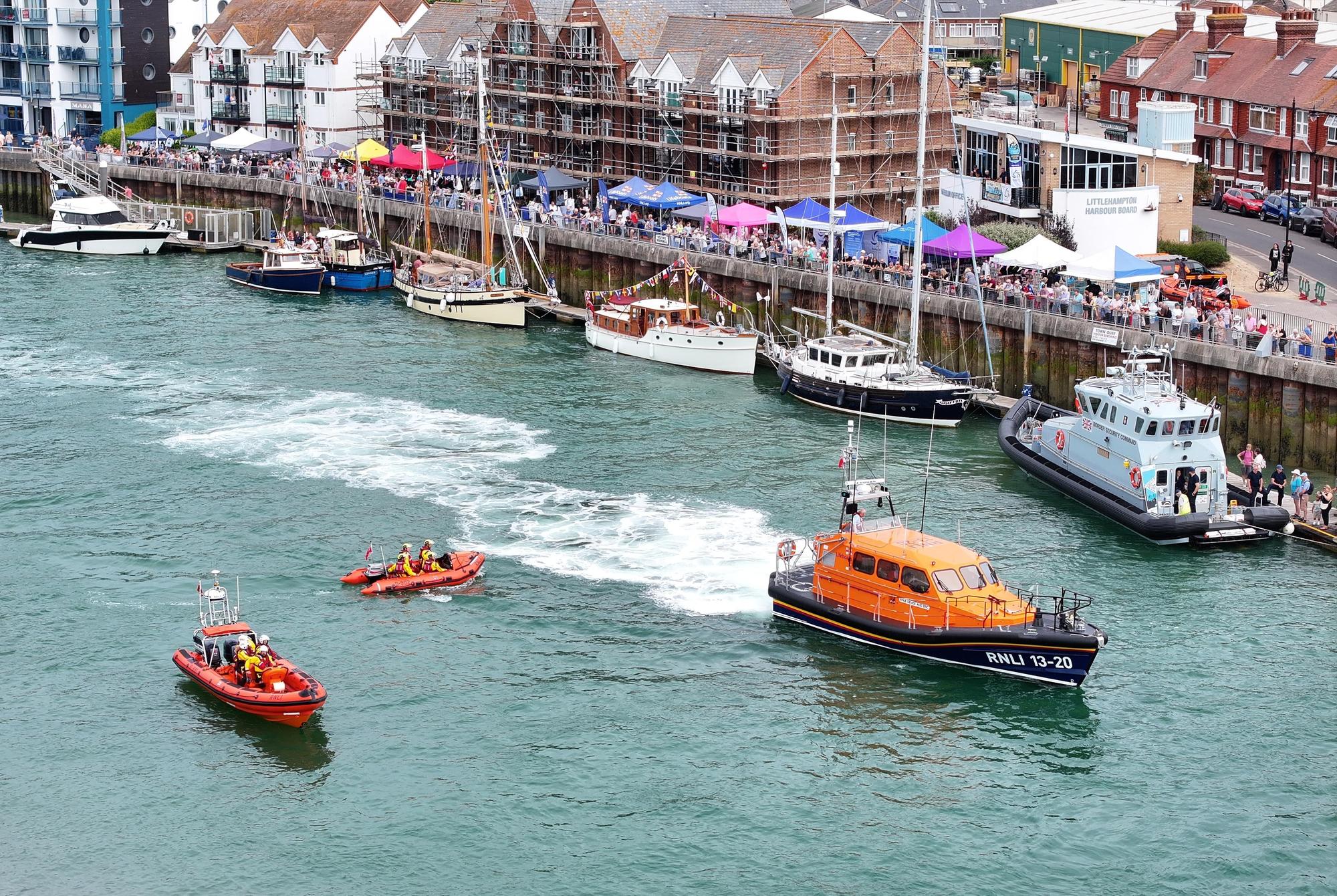 Littlehampton RNLI's B-Class and D-Class lifeboats (left) and Selsey RNLI's all-weather lifeboat (right)