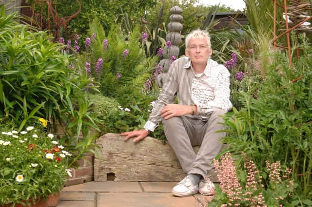 Geoff Stonebanks in his garden, Driftwood