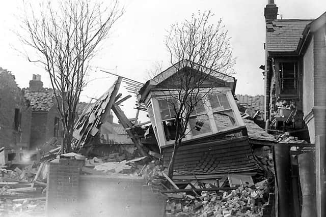 Bomb damage to a house in St Elmo Road in 1943