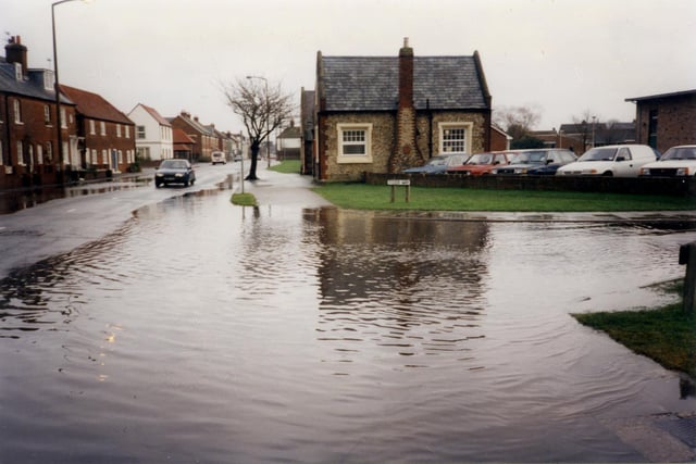 Flooding at the junction of St Pancras with Tozer Way in January 1994