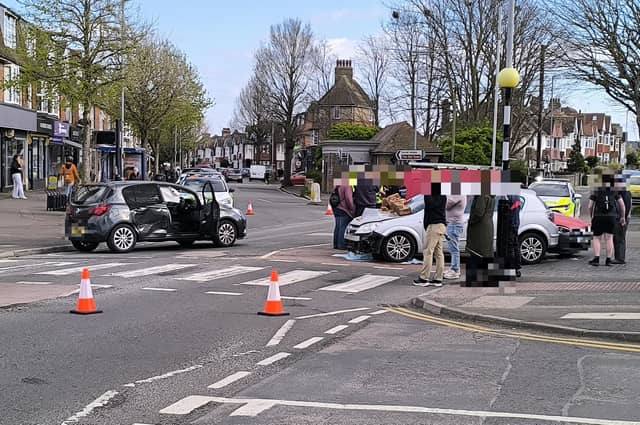 The scene of a collision in Eastbourne on the evening of Thursday, April 2. Photo: Contributed