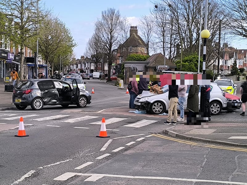 The scene of a collision in Eastbourne on the evening of Thursday, April 2. Photo: Contributed