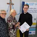 Pictured: Sheila Powell (left)  with Janice and Andrew Bennison, the Vicar for Shoreham churches - St Mary de Haura and Church of the Good Shepherd.
Photo: Chichester Diocese