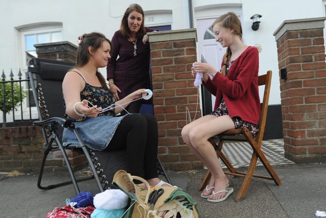 Susannah Stockton joins daughter Maddie and her friend Lizzie Sharp for a spot of knitting