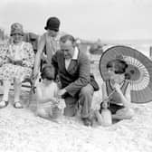 Fred Montague and his family at Littlehampton in August 1929.