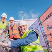 Andrew Wates OBE, Bill Mackie and Mark Hart at the topping out event  