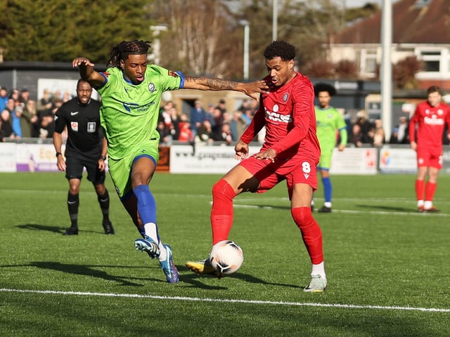 Action from Worthing v Braintree in National League South