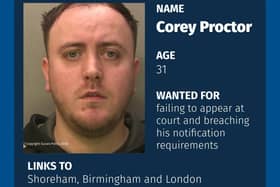 Corey Proctor. Photo: Sussex Police