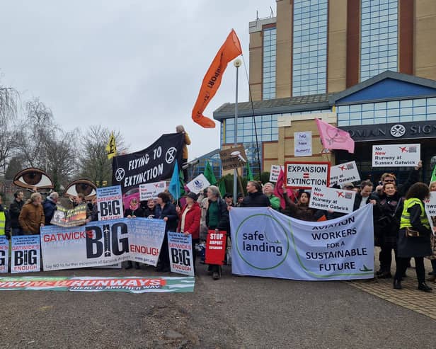 Protestors outside the Sandman Hotel in Crawley. Picture: Mark Dunford