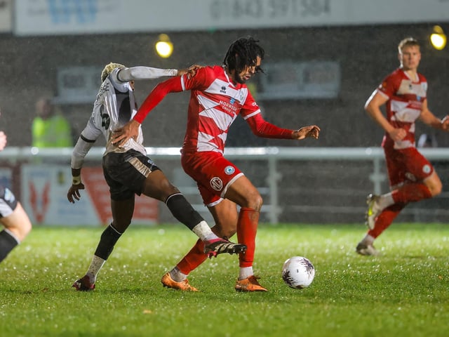 Action from Eastbourne Borough's 1-1 draw at Dover