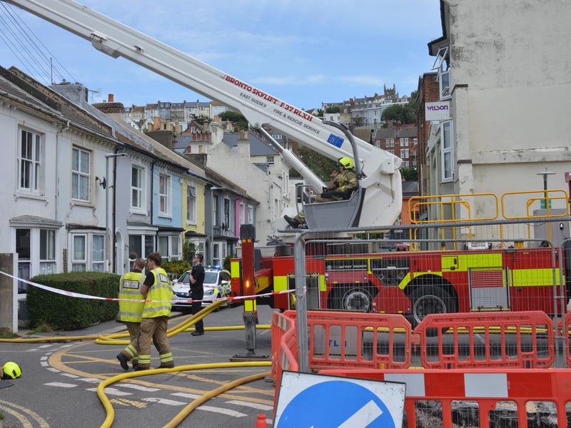 Fire at The Britannia Enterprise Centre in Waterworks Road, Hastings, on August 10 2023.