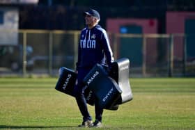 Italian rugby coach with Aramis Rugby equipment.