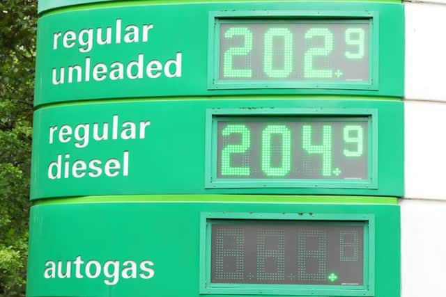 Fuel prices at Pease Pottage Services on Thursday, June 9