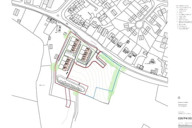 The proposed development for nine homes in Strawberry Field or Compers Field south of Gardner Street near Herstmonceux