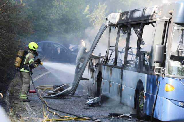 West Sussex Fire & Rescue Service said they were called to the large vehicle fire at London Road, Ashington, at 3.46pm on Saturday, August 13