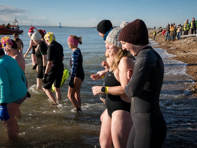 Littlehampton RNLI Lifeboat Station held its first December Dip on Saturday, December 10, 2022, to raise vital funds for the lifesaving work of its volunteer crew