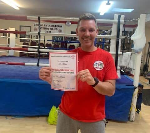 Lee Minter has become the latest volunteer at Crawley Amateur Boxing Club to pass the England Boxing Child Safeguarding Course. Picture: Crawley Boxing Club
