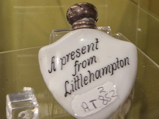 A souvenir scent bottle